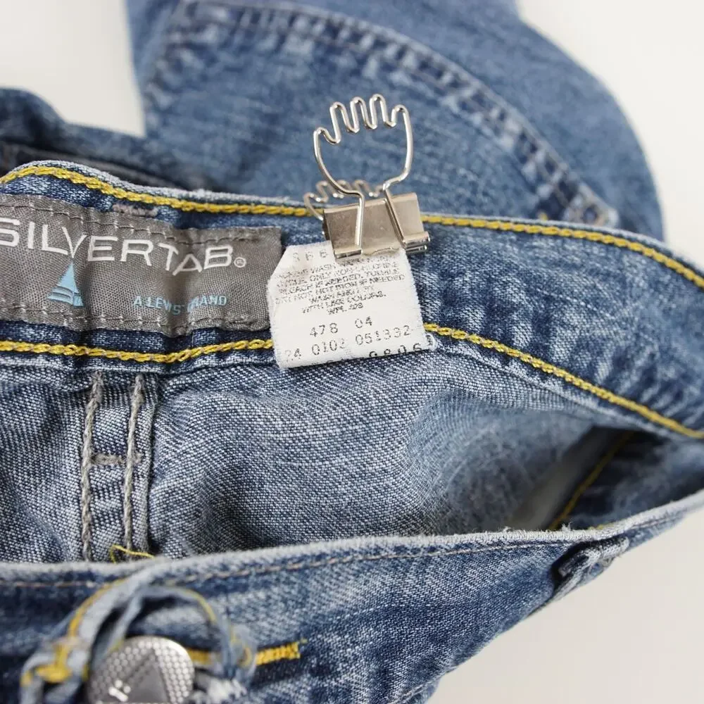 Levis Silvertab Y2K Loose Fit Blue Medium Wash Denim Jean Shorts Mens Sz 38